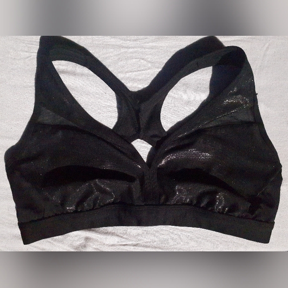 Shimmery Black Sports Bra, NWOT, Size M-L - Picture 2 of 8
